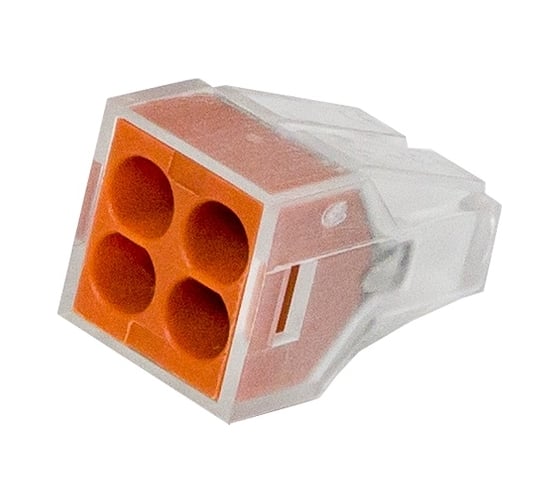 Изображение товара Строительно-монтажная клемма Сириус А КБМ с пастой 4 отверстия (Прозрачная) (100шт) SKL100VO-2x2-Pr