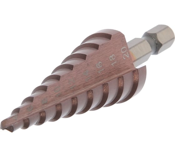 Изображение товара Сверло ступенчатое 4 - 20 мм, HSS-Co, шестигранный хвостовик ТУНДРА 7546777