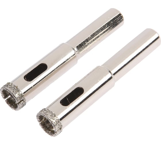 Изображение товара Сверло алмазное по стеклу и керамике 12x65 мм, 2 шт, трехгранный хвостовик ТУНДРА 1935832