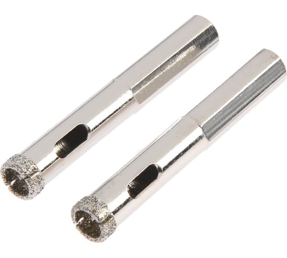 Изображение товара Сверло алмазное по стеклу и керамике 10x65 мм, 2 шт, трехгранный хвостовик ТУНДРА 1935831