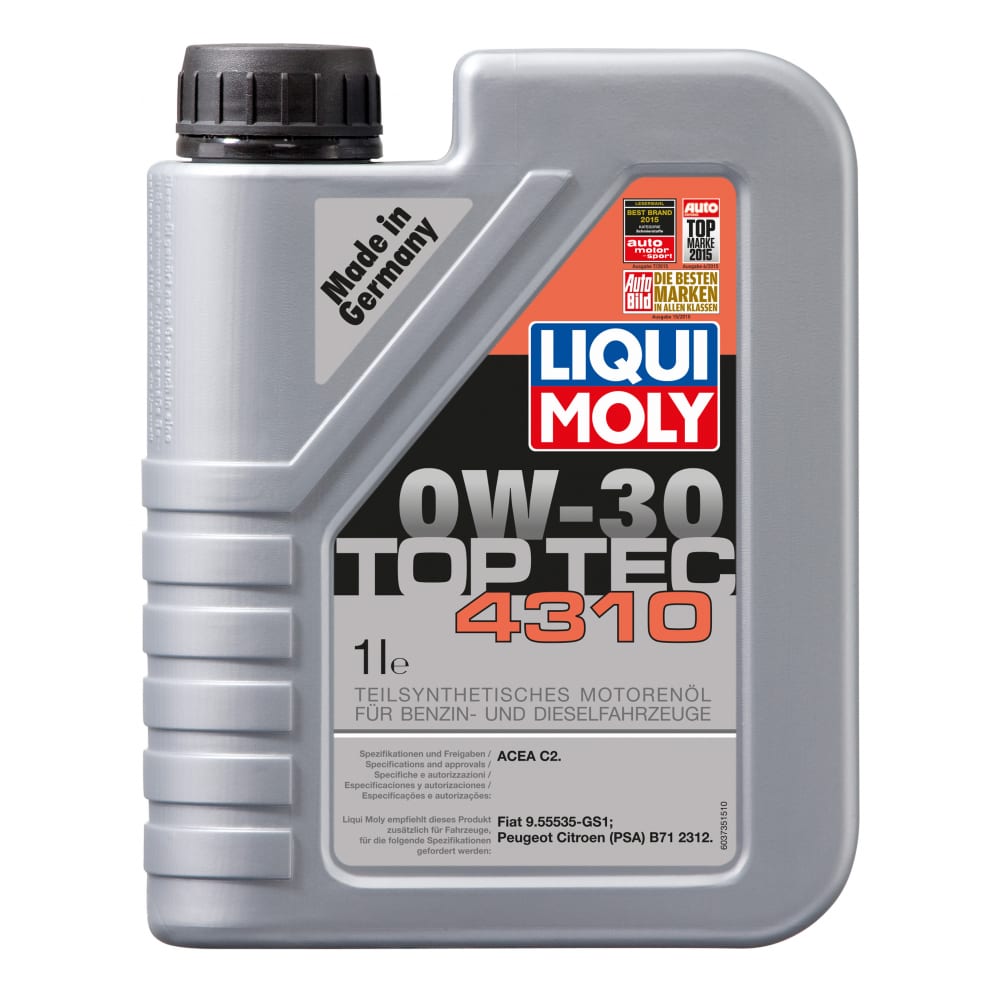 Полусинтетическое моторное масло LIQUI MOLY 2361 Top Tec 4310 0W-30 C2 - фото 1