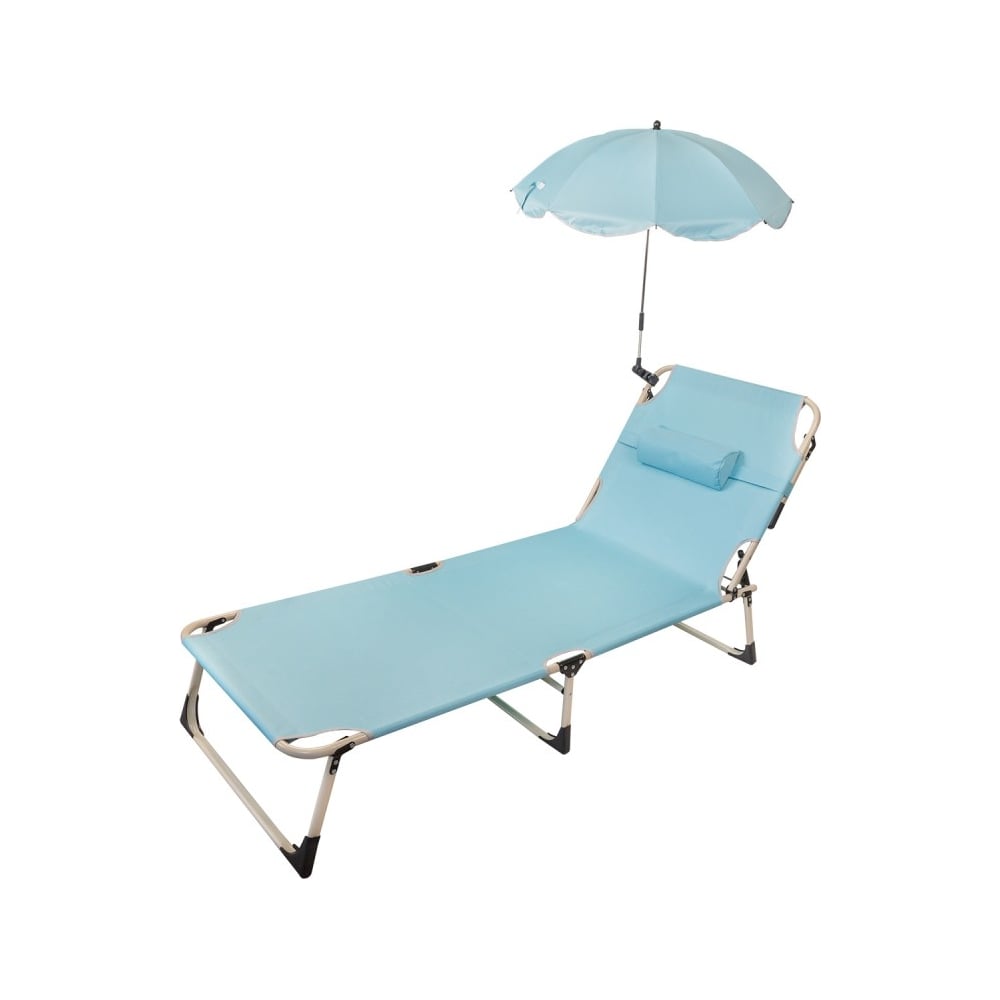 Изображение товара Складной шезлонг с подголовником + зонтик WMC TOOLS 670x1930 мм, голубой WMC-FG-HY-8007Z Blue(56377)