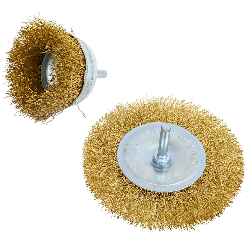 Изображение товара Набор щеток для дрели 2 шт 75 и 100 мм латунная проволока