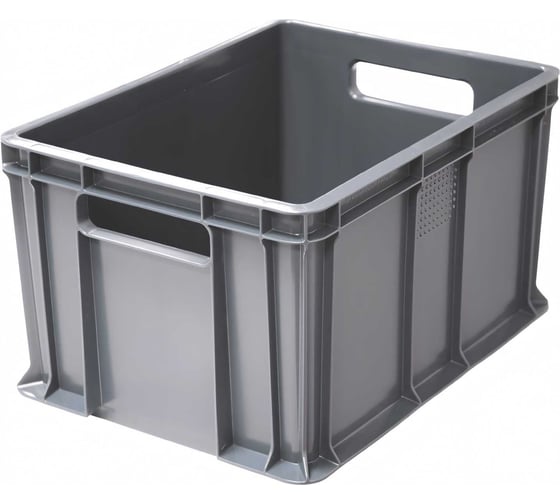 Изображение товара Сплошной ящик с ручками 400x300x230 мм, серый Тара.ру 19446