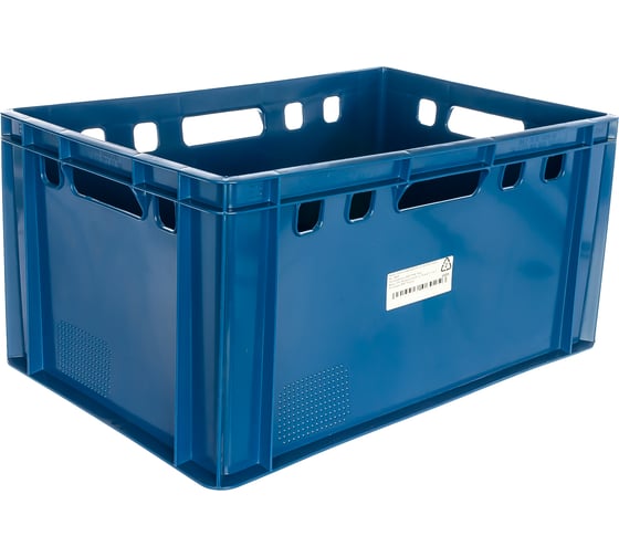 Изображение товара Мясной сплошной ящик, 600x400x300, синий Тара.ру Е3 06925