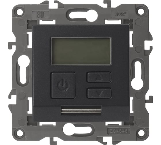 Изображение товара Терморегулятор ЭРА 14-4111-05 универс. 230В-Imax16А, IP20, Elegance, антрацит Б0034379