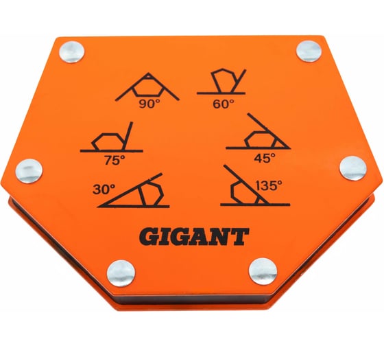 Изображение товара Угольник магнитный шестиугольник 50LBS (30, 45, 60, 75, 90, 135 град; усилие 23 кг) Gigant G-0516