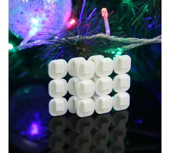 Изображение товара Держатель самоклеящийся для проводов и гирлянд ТУНДРА krep 15x15 мм, белый, 18 шт. 5476322