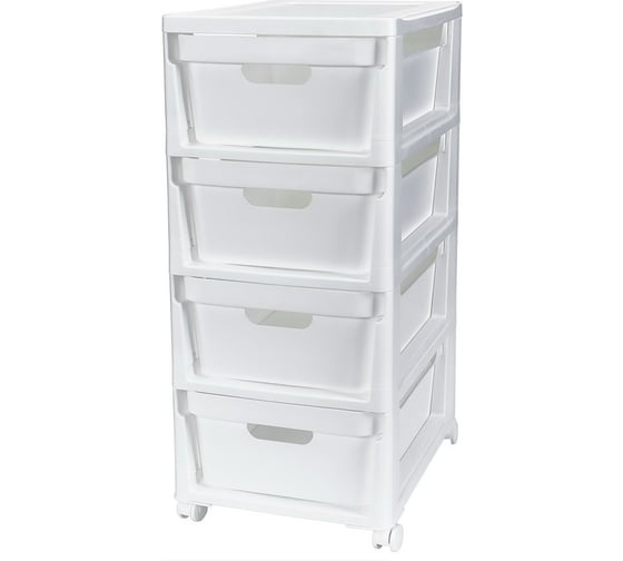 Изображение товара Комод на колесах Econova Luxe, 4 ящика, 300x385x690 мм, белый 43324671622