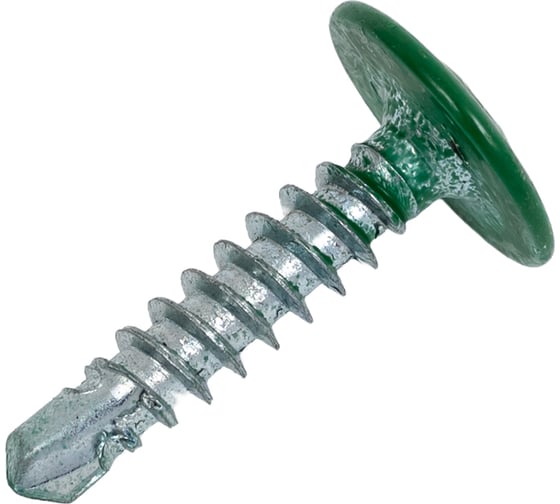 Изображение товара Прессшайба Качественный КРЕПЕЖ 4.2х19 мм, зеленый лист RAL 6002, сверло, 250 шт 0300209 КЧ