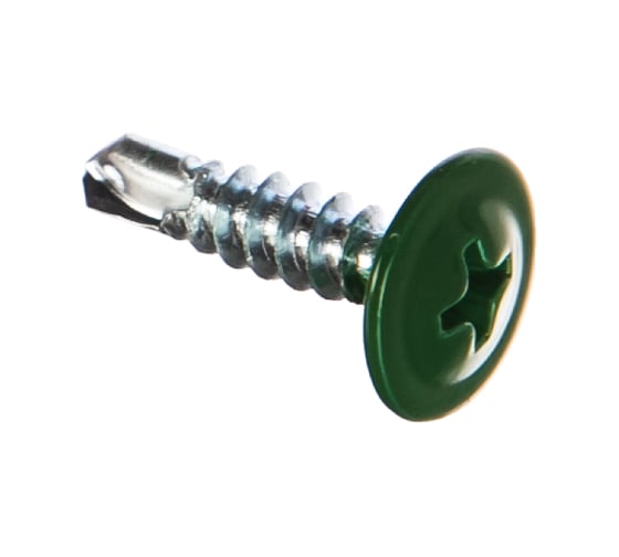 Изображение товара Прессшайба Качественный КРЕПЕЖ 4.2х16 мм, зеленый лист RAL 6002, сверло, 250 шт 0300205 КЧ