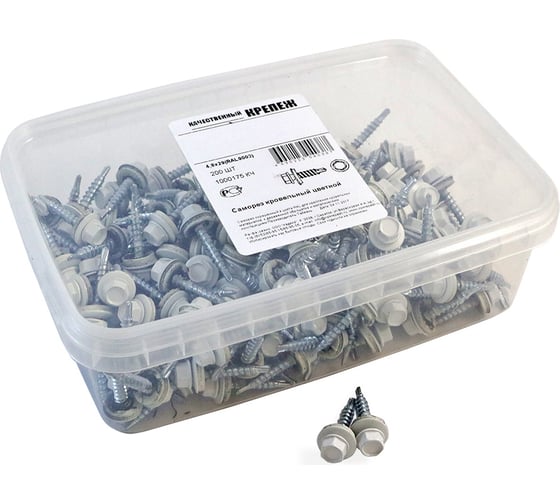 Изображение товара Кровельный саморез Качественный КРЕПЕЖ белый RAL 9003, 4.8х29 мм, 200 шт 1000175 КЧ