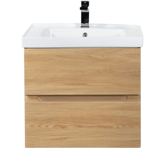 Изображение товара Подвесная база под раковину Art&Max TECHNO с двумя выкатными ящиками, Дуб мадейра янтарь AM-Techno-600-2C-SO-LW674