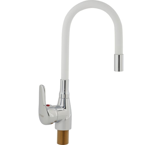 Изображение товара Смеситель для кухни ARCO DA VELLA 40 мм, ручка боковая, с гайкой, гибкий излив белый А47(1)34WT 13795