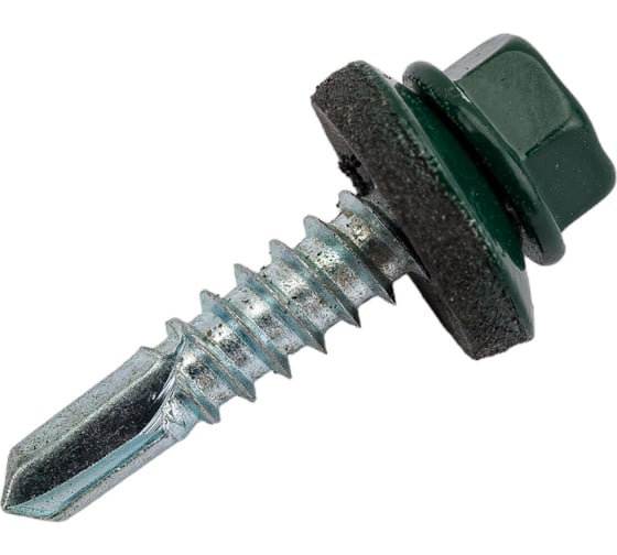 Изображение товара 03 Кровельный саморез Качественный КРЕПЕЖ зеленый мох RAL 6005, 5.5х25 мм, 50 шт 0200113 КЧ