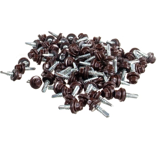 Изображение товара Кровельный саморез Качественный КРЕПЕЖ коричневый RAL 8017, 5.5х19 мм, 90 шт 0300123 КЧ