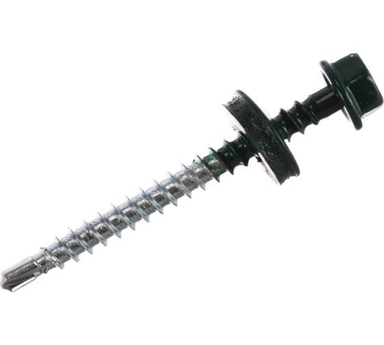 Изображение товара Кровельный саморез Качественный КРЕПЕЖ зеленый мох RAL 6005, 4.8х51 мм, 55 шт 0300109 КЧ