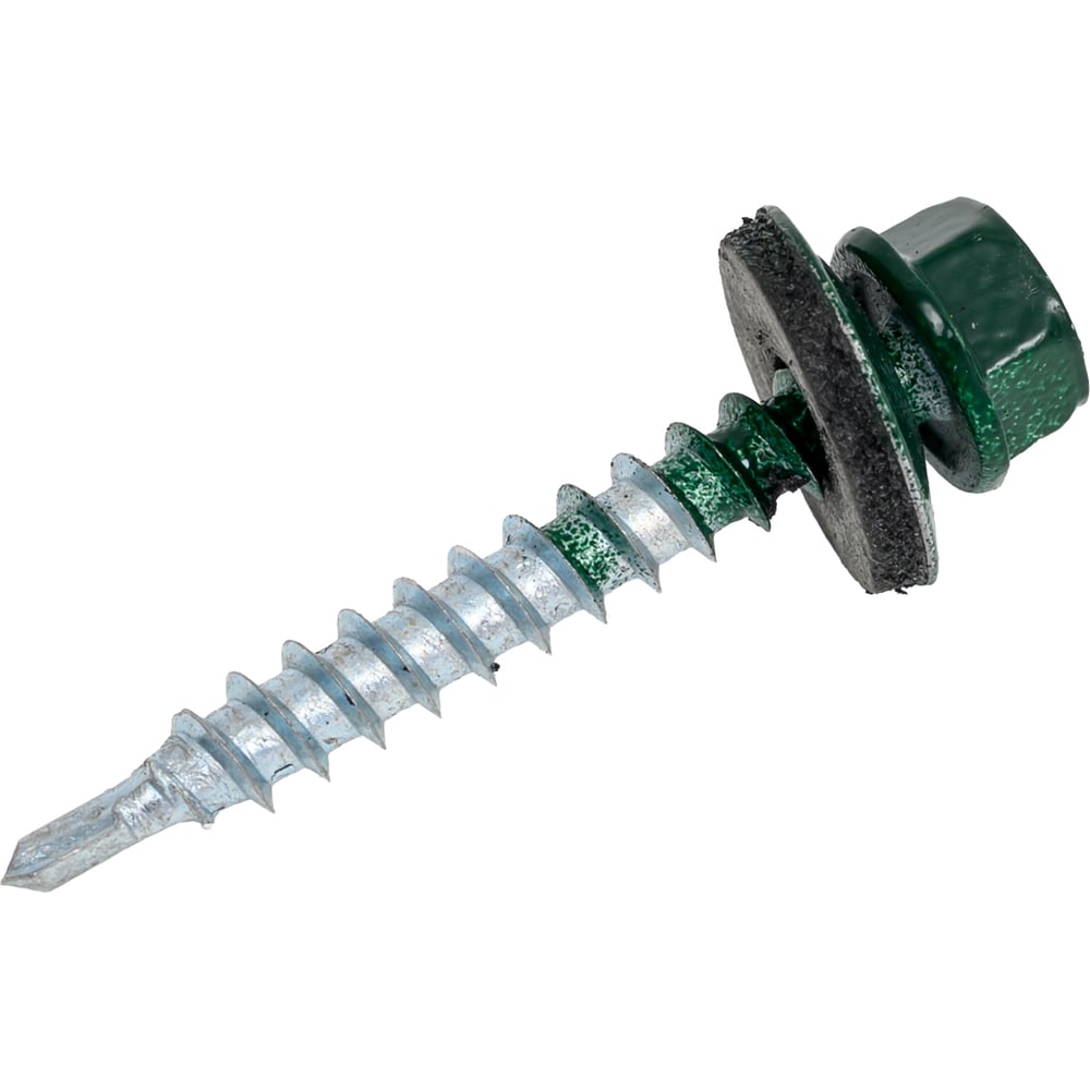 Изображение товара Кровельный саморез 4.8x35 мм RAL 6005, 80 шт, оцинкованный, с пресс-шайбой