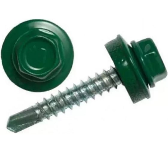 Изображение товара Кровельный саморез Качественный КРЕПЕЖ зеленый мох RAL 6005, 4.8х38 мм, 250 шт 1000107 КЧ