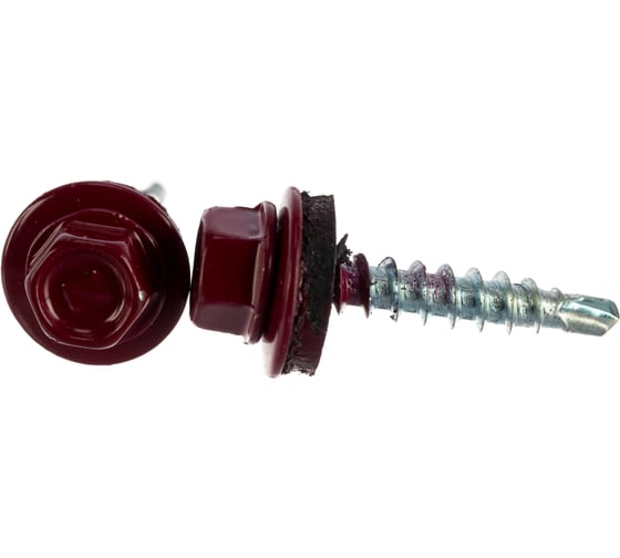 Изображение товара Кровельный саморез Качественный КРЕПЕЖ красное вино RAL 3005, 4.8х29 мм, 55 шт 0200127 КЧ