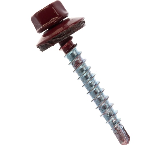Изображение товара Кровельный саморез Качественный КРЕПЕЖ красное вино RAL 3005, 4.8х35 мм, 200 шт 1000641 КЧ