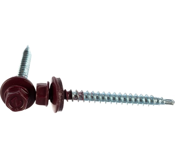 Изображение товара Кровельный саморез Качественный КРЕПЕЖ красное вино RAL 3005, 4.8х51 мм, 35 шт 0200133 КЧ