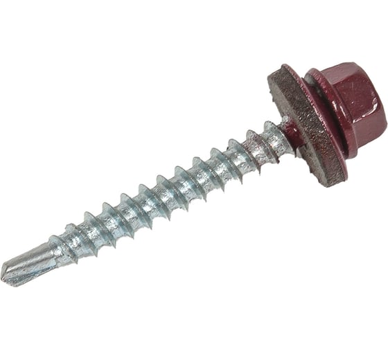 Изображение товара Кровельный саморез Качественный КРЕПЕЖ красное вино RAL 3005, 4.8х38 мм, 75 шт 0300131 КЧ