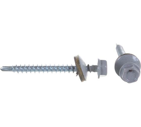 Изображение товара Кровельный саморез Качественный КРЕПЕЖ серый RAL 7004, 4.8х51 мм, 200 шт 1000143 КЧ