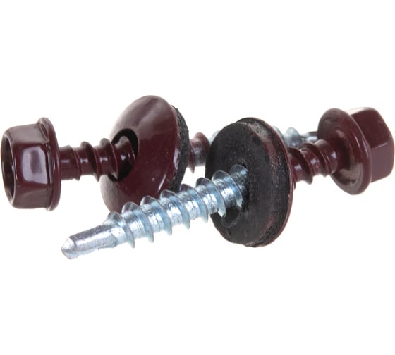 Изображение товара Кровельный саморез Качественный КРЕПЕЖ красное вино RAL 3005, 4.8х35 мм, 80 шт 0300129 КЧ