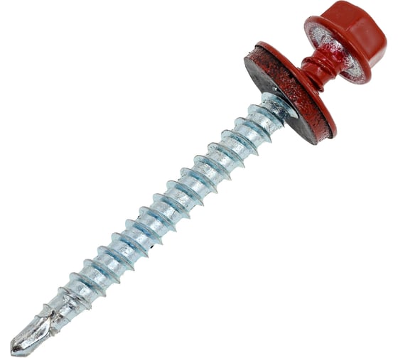 Изображение товара Кровельный саморез Качественный КРЕПЕЖ красно-коричневый RAL 3011, 4.8х51 мм, 200 шт 1000651 КЧ