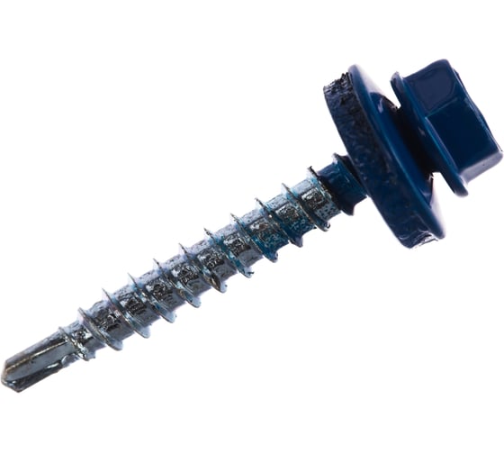 Изображение товара Кровельный саморез Качественный КРЕПЕЖ синий RAL 5005, 4.8х35 мм, 80 шт 0300151 КЧ