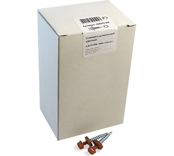 Изображение товара Кровельный саморез крепежная техника коричневая медь RAL 8004, 4.8х35 мм, 250 шт 420276 БК