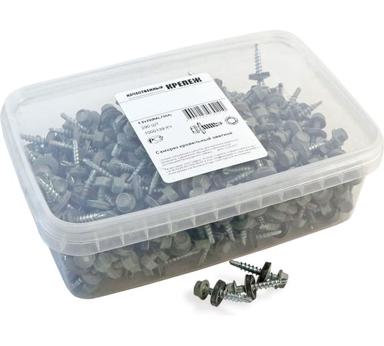 Изображение товара Кровельный саморез Качественный КРЕПЕЖ серый RAL 7004, 4.8х29 мм, 290 шт 1000139 КЧ