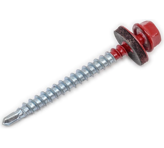 Изображение товара Кровельный саморез Качественный КРЕПЕЖ красный рубин RAL 3003, 4.8х51 мм, 200 шт 1000661 КЧ
