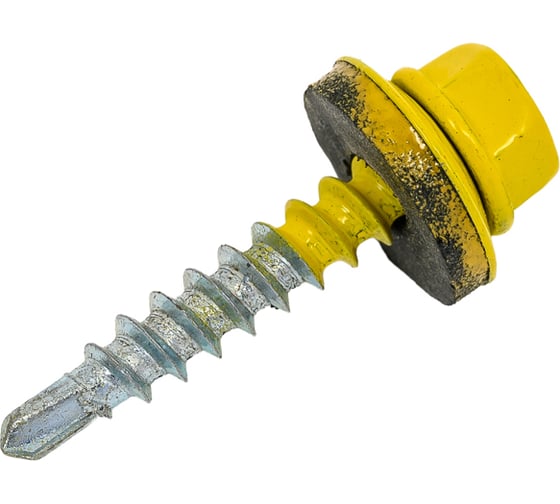 Изображение товара Кровельный саморез Качественный КРЕПЕЖ желтый цинк RAL 1018, 4.8х29 мм, 200 шт 1000193 КЧ