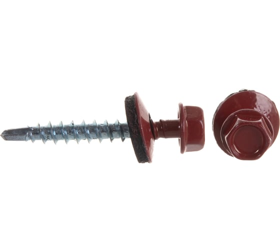 Изображение товара Кровельный саморез Качественный КРЕПЕЖ красно-коричневый RAL 3011, 4.8х35 мм, 200 шт 1000649 КЧ