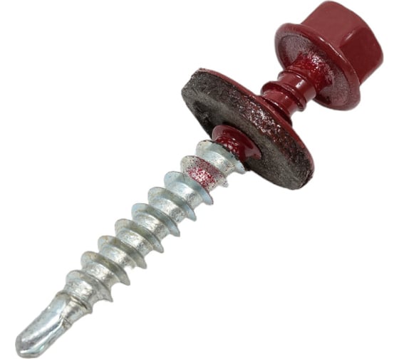 Изображение товара Кровельный саморез Качественный КРЕПЕЖ красное вино RAL 3005, 4.8х38 мм, 130 шт 0500131 КЧ