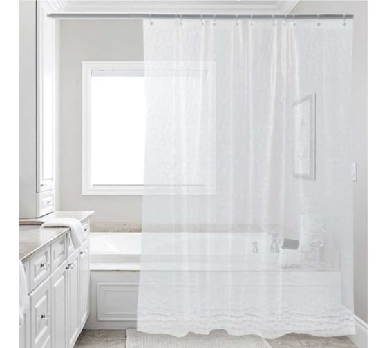 Изображение товара Штора для ванной Zenfort "симфония 3d" ПВХ, 180x180 см, 12 колец, прозрачный 104209