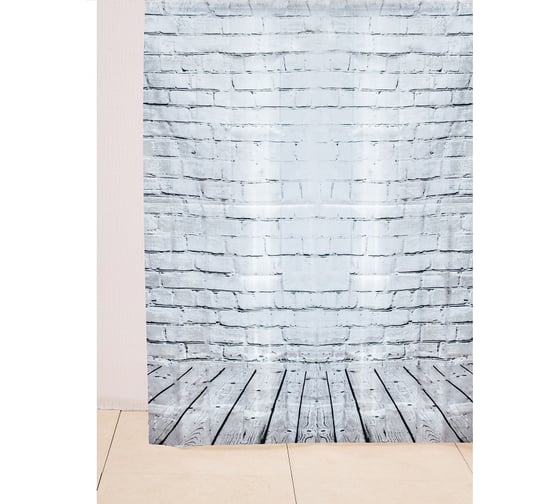 Изображение товара Штора для ванной Zenfort "лофт" полиэстер, 180x200 см, 12 колец, с утяжелителем,серый 104221