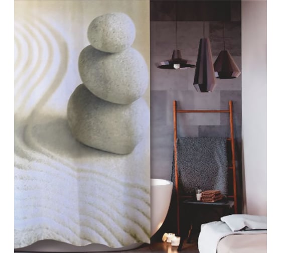 Изображение товара Штора для ванной Zenfort "пляж" полиэстер, 180x200 см, 12 колец, с утяжелителем, мультиколор 104223