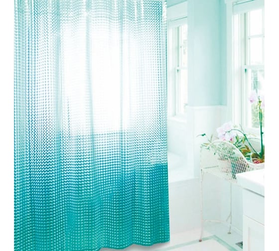 Изображение товара Штора для ванной Zenfort "симфония 3d" ПВХ, 180x180 см, 12 колец, бирюзовый 104210