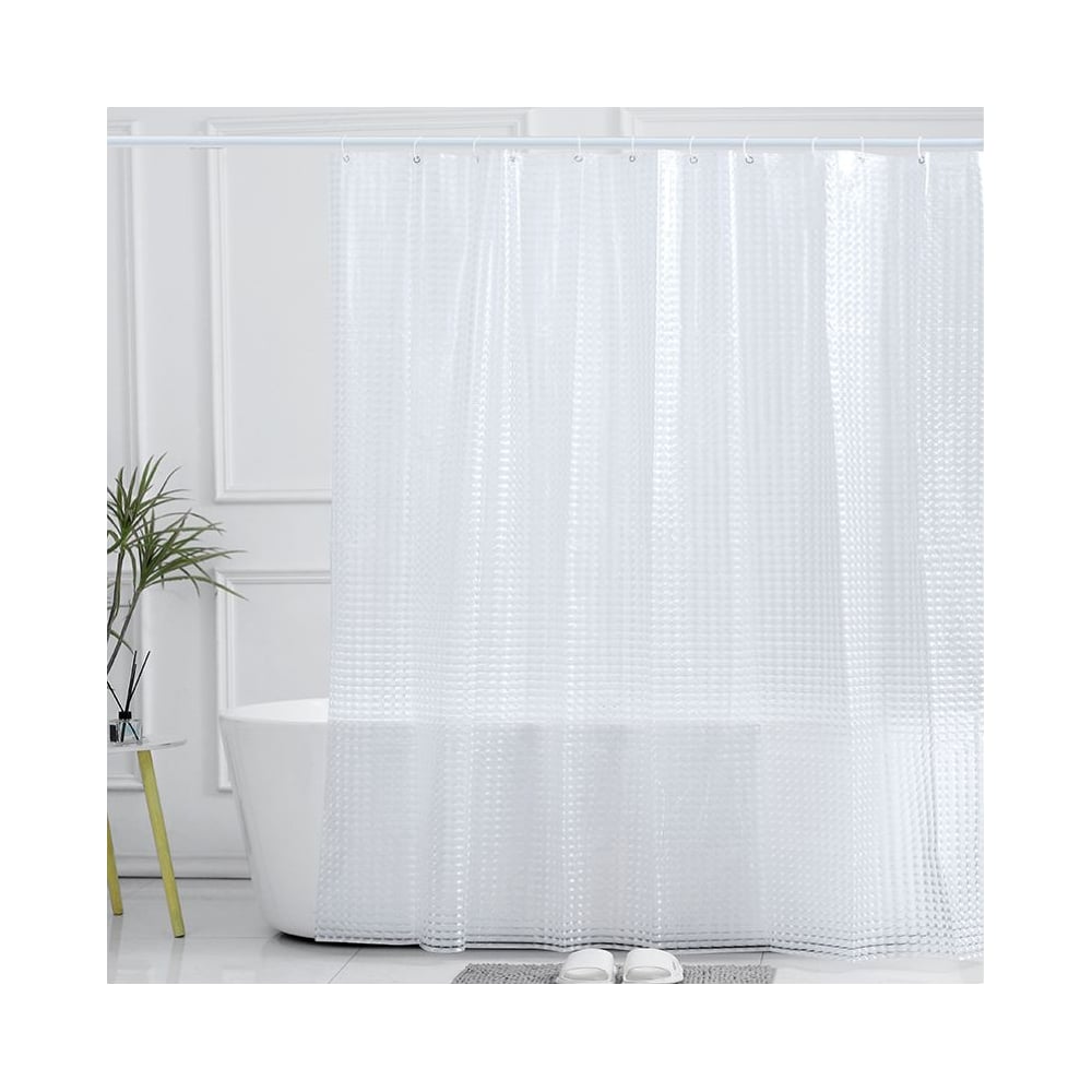 Изображение товара Штора для ванной Zenfort Лаурель 3D ПВХ 180x180 см прозрачная с 12 кольцами
