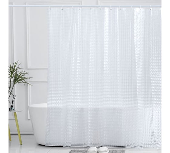 Изображение товара Штора для ванной Zenfort "лаурель 3d" ПВХ, 180x180 см, 12 колец, прозрачный 104241