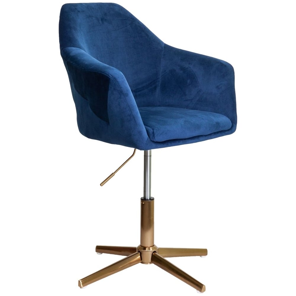 Изображение товара Стул AKS Home DUBAI поворотный синий велюр хром регулируемый