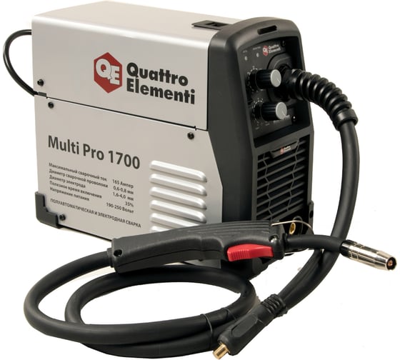 Изображение товара Аппарат полуавтоматической сварки, инвертор Multi Pro 1700 165A QUATTRO ELEMENTI 790-052