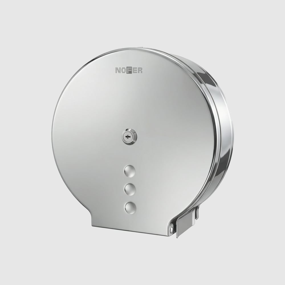 Изображение товара Диспенсер для туалетной бумаги Nofer круглый из нержавеющей стали глянцевый 05006.B