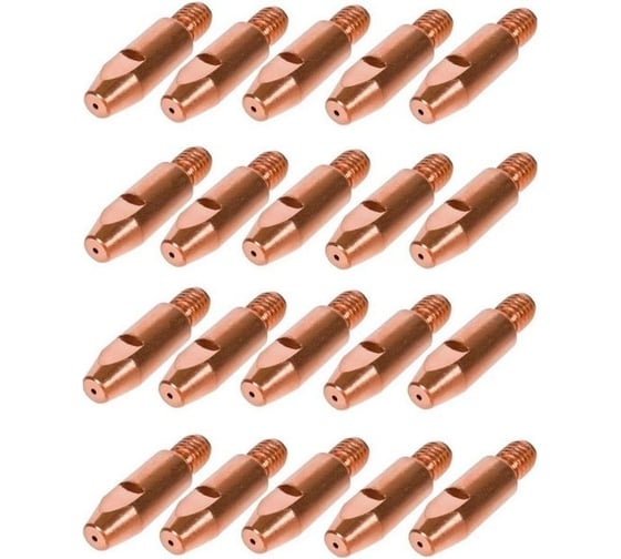 Изображение товара Наконечник токопроводящий 20 шт, CU-E, М6x28 мм, d=0.8 мм для горелок mig/mag энаргит CU-E-M6-28-08-20