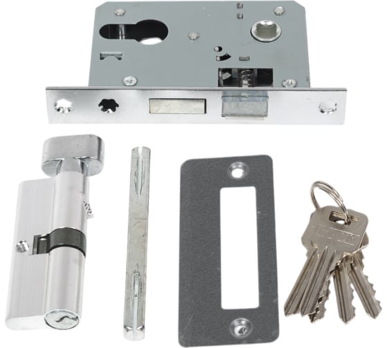 Изображение товара Врезной замок Vrata 50/106-ЦМВ70 цилиндровый, с защелкой, с ручкой, бронза 210274