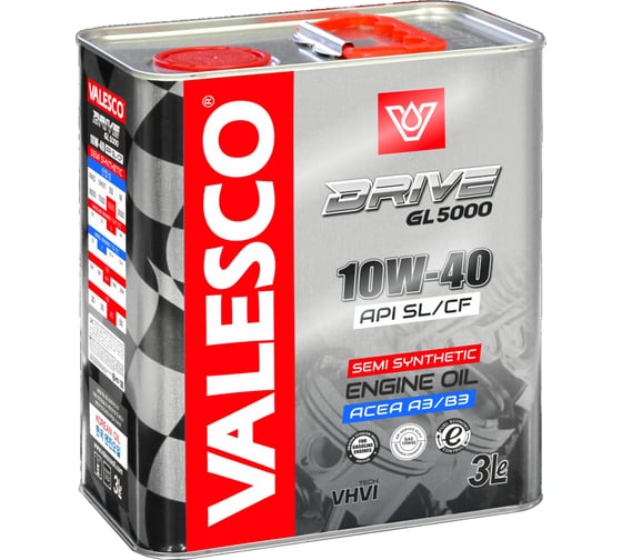 Изображение товара Моторное масло VALESCO DRIVE GL 5000 10W40, API SL/CF, полусинтетическое, 3 л 307174h