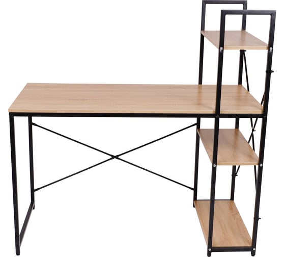 Изображение товара Письменный стол AKS Home ONYX, со стеллажом, светлый дуб/черный металл, 1200x600x750 (1220) 80047